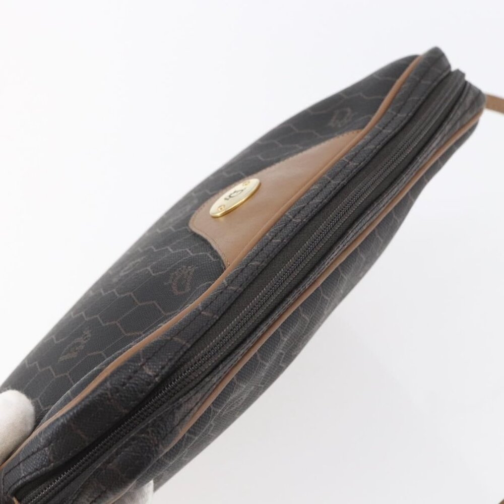 Authentic Christian Dior Honeycomb Canvas Shoulder Bag PVC Black Gold - Picture 13 of 16